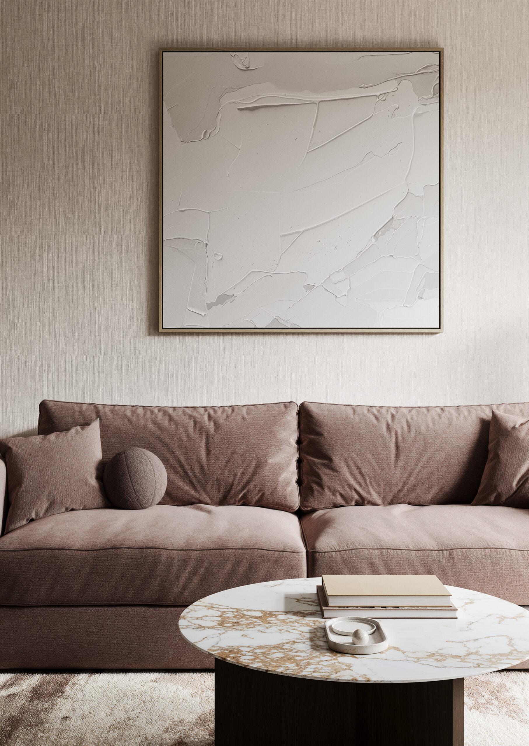 Jasny salon apartamentu nad morzem w Świnoujściu w stylu premium