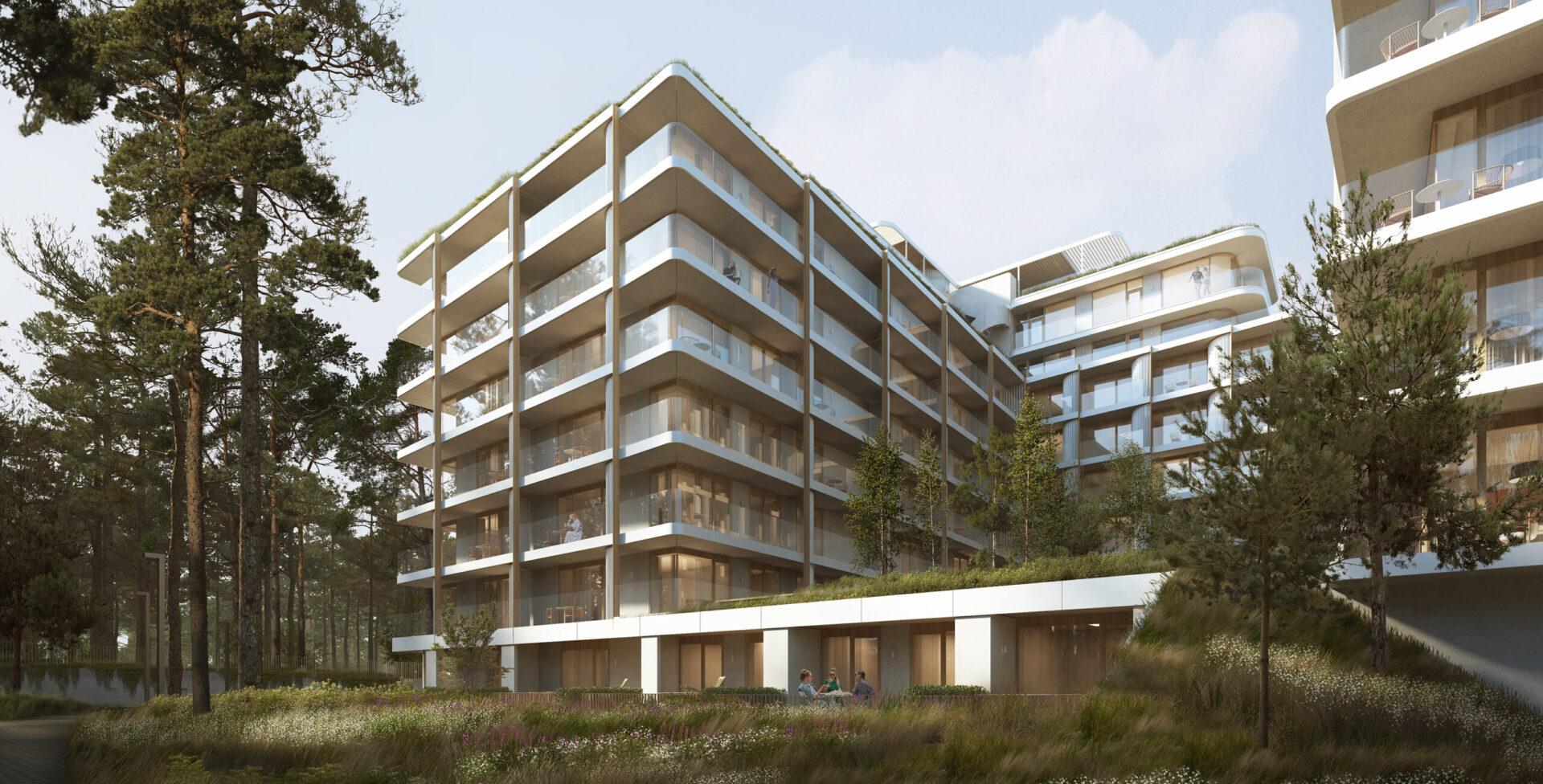 Baltic Park Grand Residences – wizualizacja budynku od strony plaży, Świnoujście